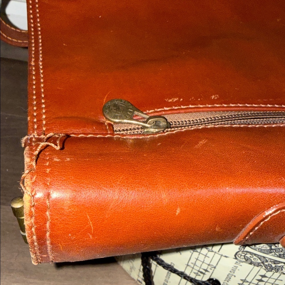 Adpel Vintage Distressed Cognac Brown Leather Briefcase - Picture 10 of 16